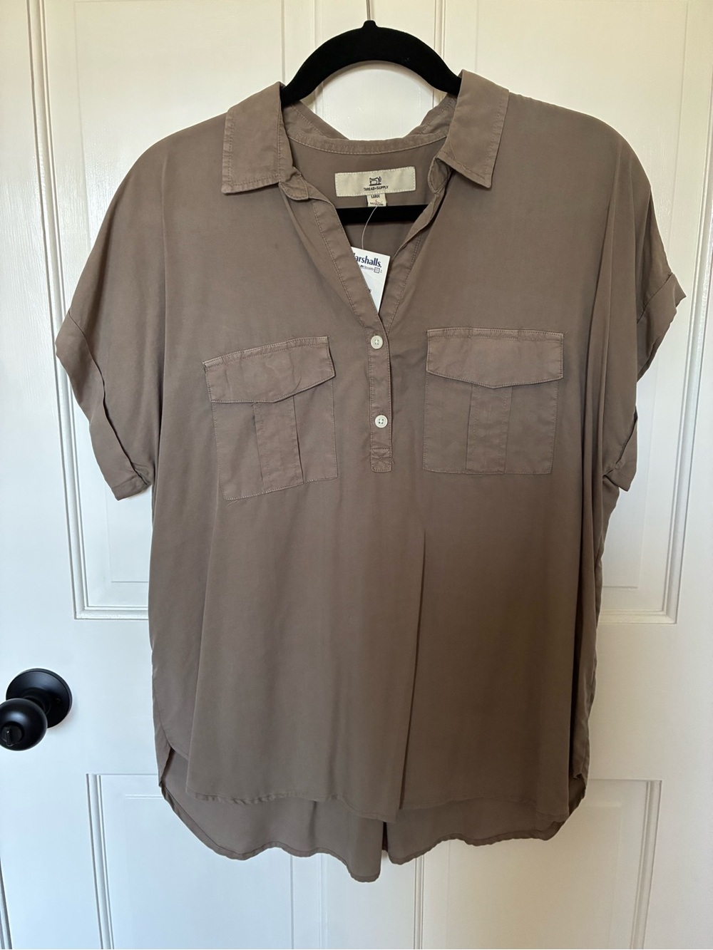 Thread & Supply Short-Sleeve Button Shirt in Taupe
